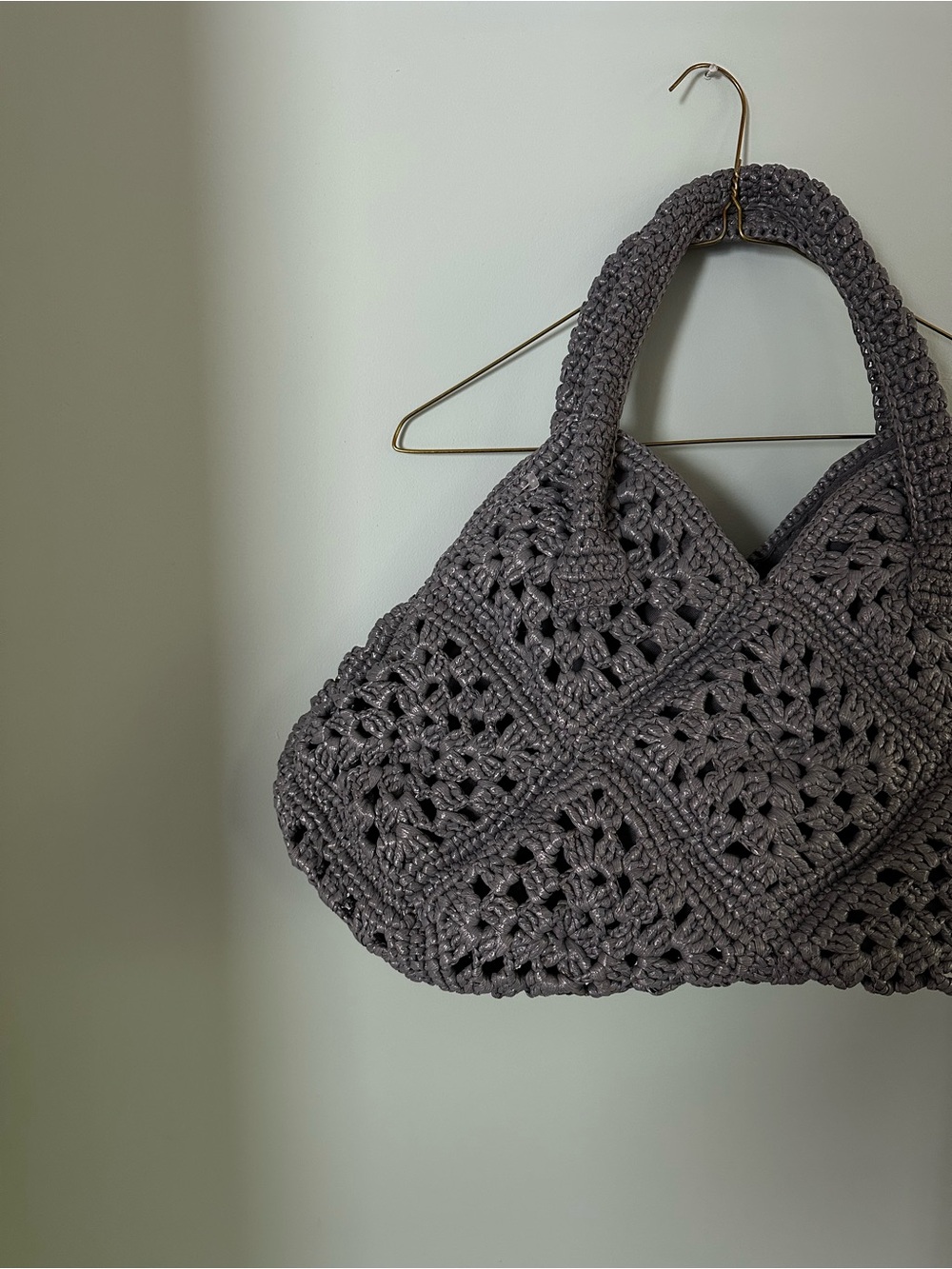 Gray Crochet Shoulder Bag - Picture 3 of 4